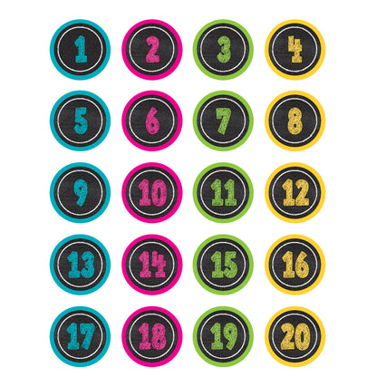 Chalkboard Brights Numbers Stickers, 120 Per Pack, 6 Packs