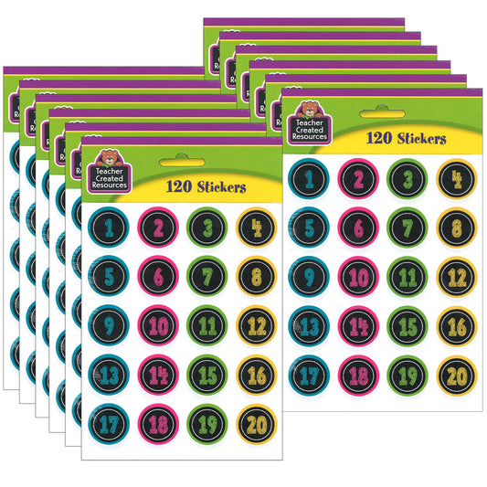 (12 PK) CHALKBOARD BRIGHTS NUMBERS STICKERS