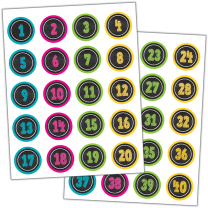 (12 PK) CHALKBOARD BRIGHTS NUMBERS STICKERS