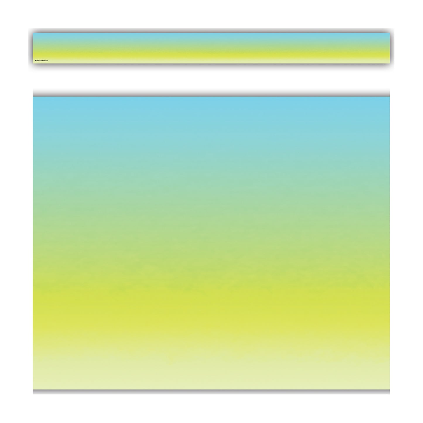 Aqua and Lime Color Wash Straight Border Trim, 35 Feet