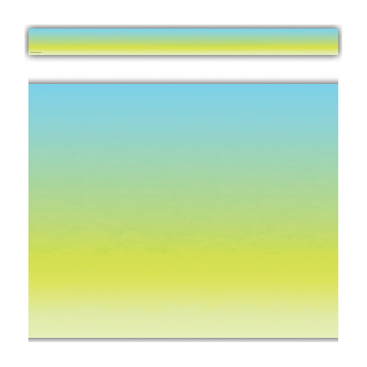 Aqua and Lime Color Wash Straight Border Trim, 35 Feet