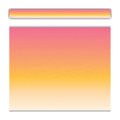 Pink and Orange Color Wash Straight Border Trim, 35 Feet