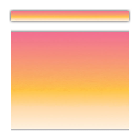 Pink and Orange Color Wash Straight Border Trim, 35 Feet