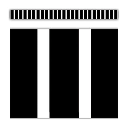 Black and White Vertical Stripes Straight Border Trim, 35 Feet