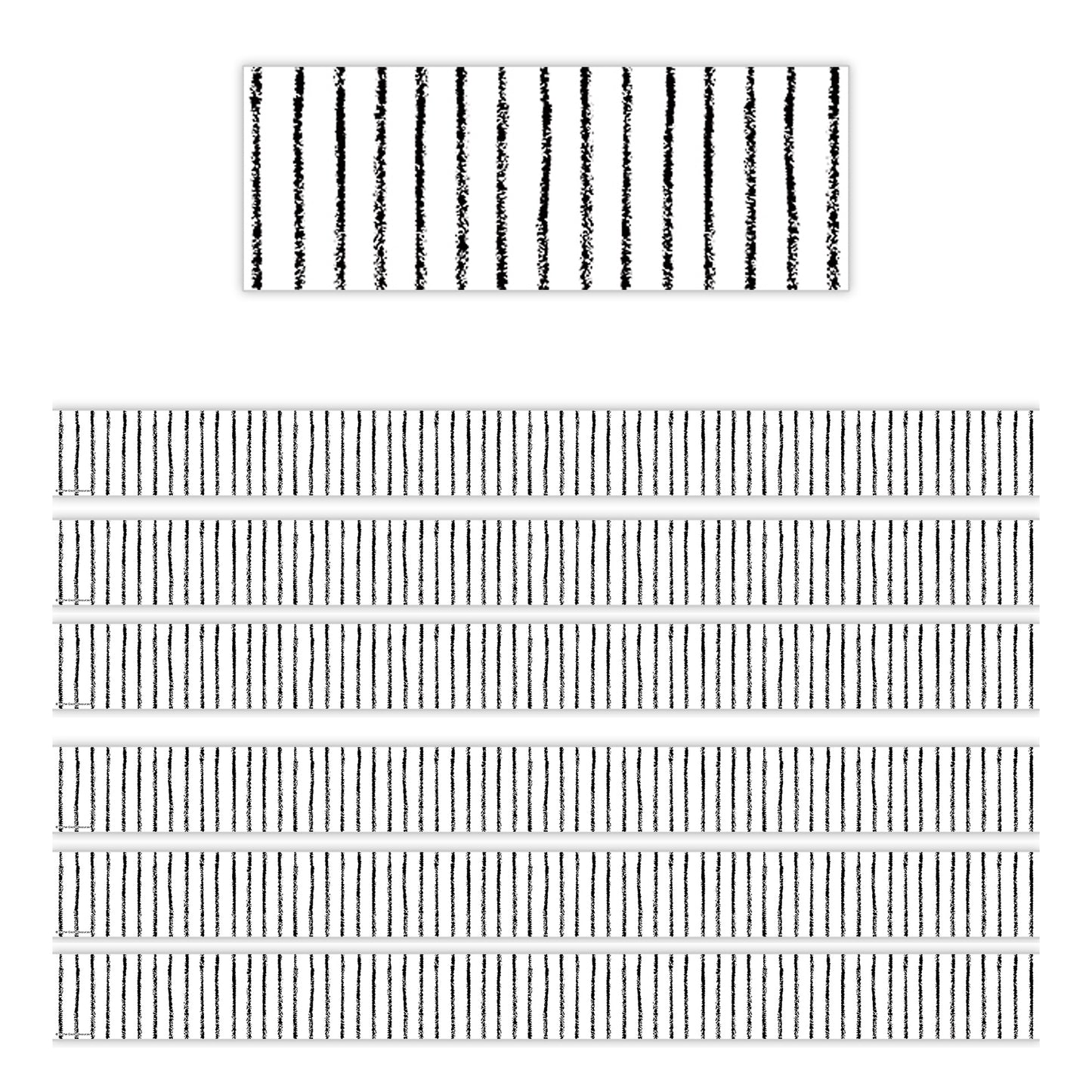 White With Black Pinstripes Straight Border Trim, 35 Feet Per Pack, 6 Packs