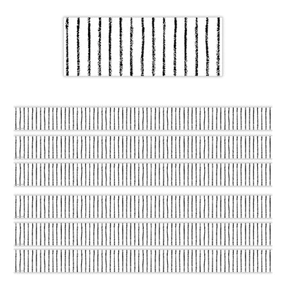 White With Black Pinstripes Straight Border Trim, 35 Feet Per Pack, 6 Packs