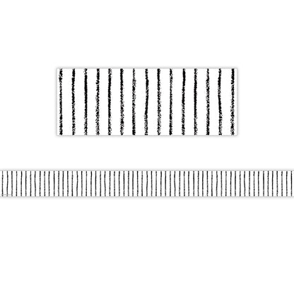 White With Black Pinstripes Straight Border Trim, 35 Feet Per Pack, 6 Packs