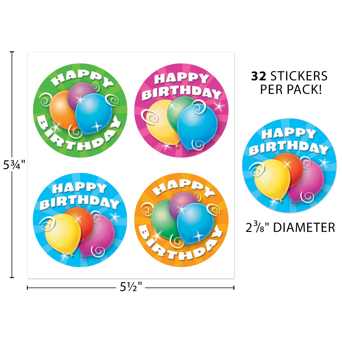 Birthday Wear 'Em Badges, 32 Per Pack, 6 Packs