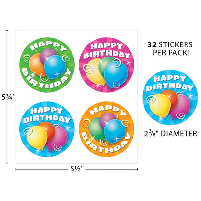 Birthday Wear 'Em Badges, 32 Per Pack, 6 Packs