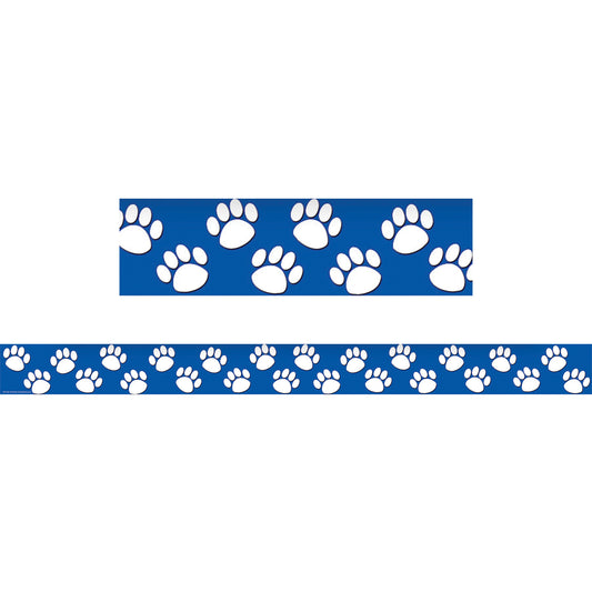 Blue/White Paw Prints Straight Border Trim, 35' Per Pack, 6 Packs