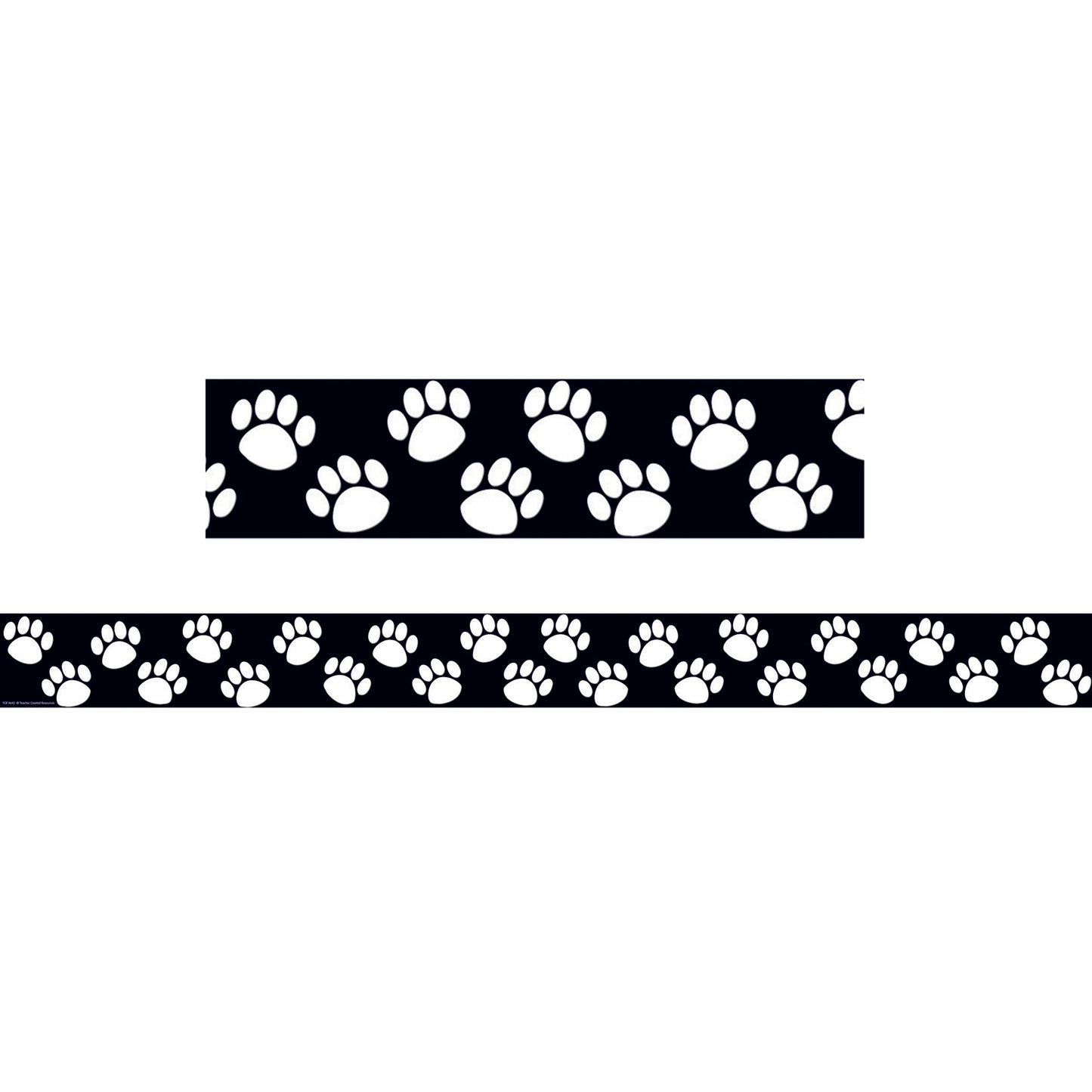 Black/White Paw Prints Straight Border Trim, 35' Per Pack, 6 Packs