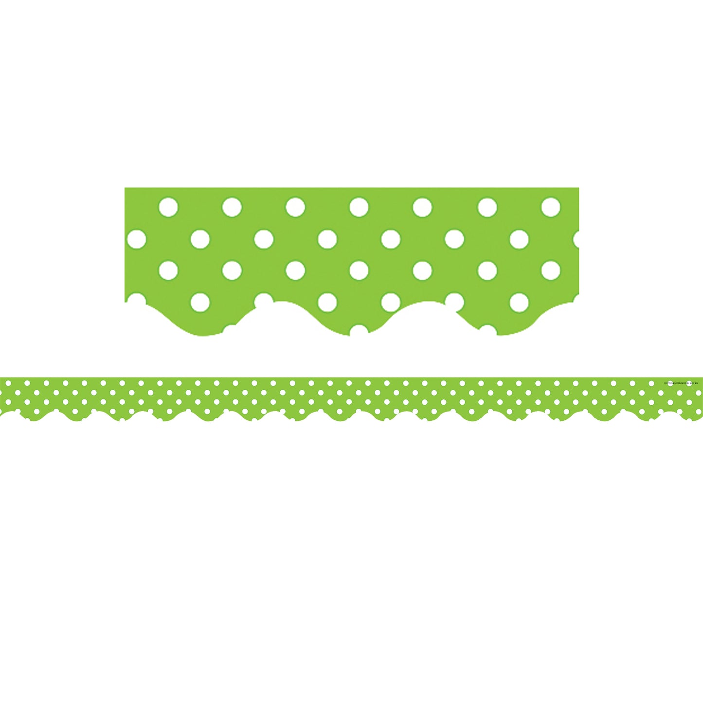 Lime Polka Dots Scalloped Border Trim, 35' Per Pack, 12 Packs