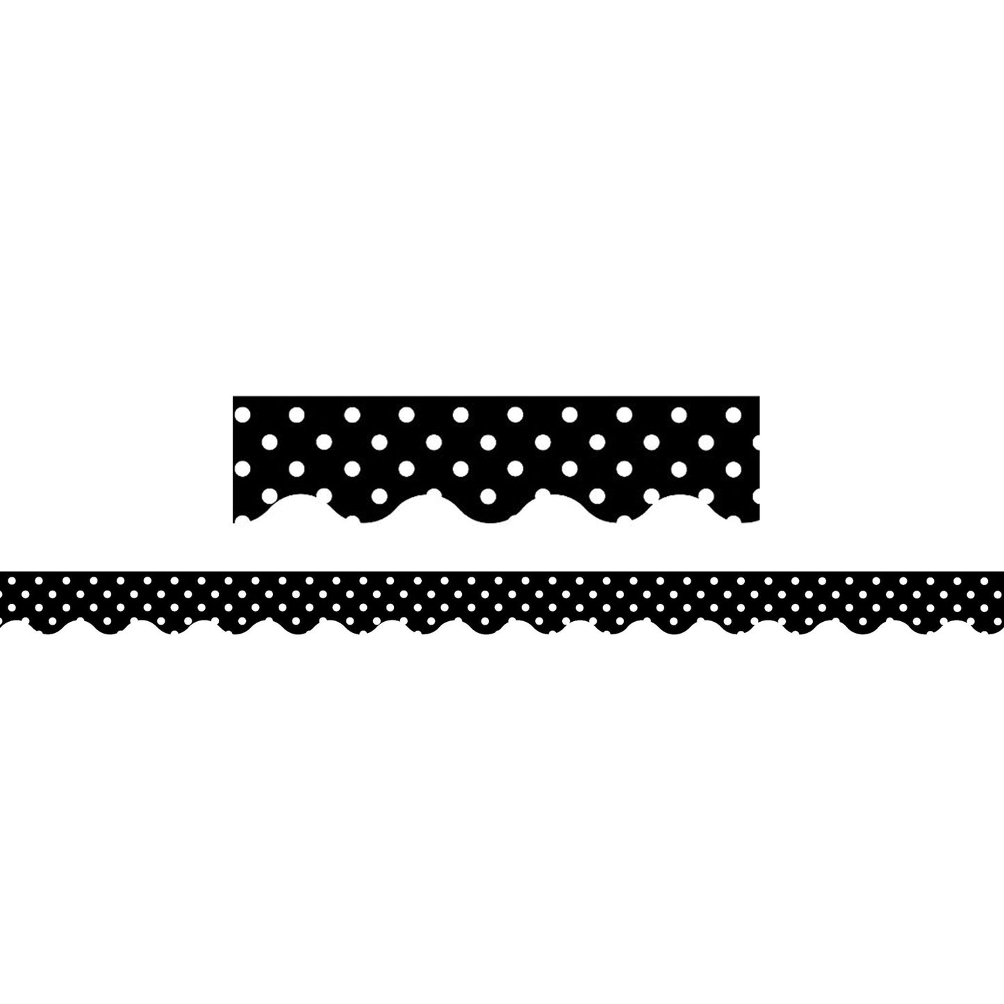 Black Polka Dots Scalloped Border Trim, 35' Per Pack, 12 Packs