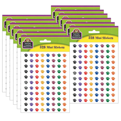 (12 PK) COLORFUL PAW PRINTS MINI STICKERS