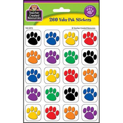 (6 PK) COLORFUL PAW PRINT STICKERS VALUE PACK