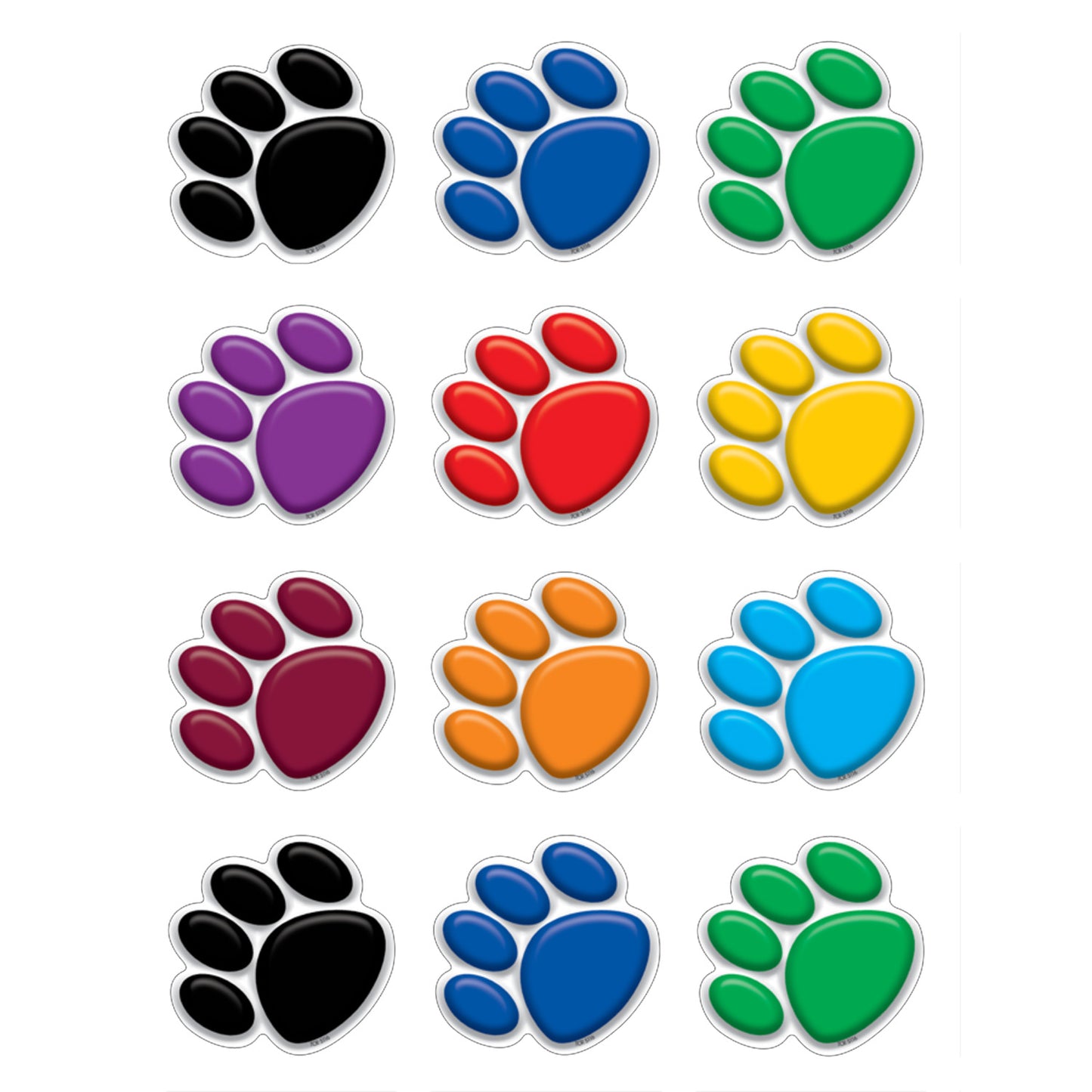 (12 PK) COLORFUL PAW PRINTS MINI ACCENTS