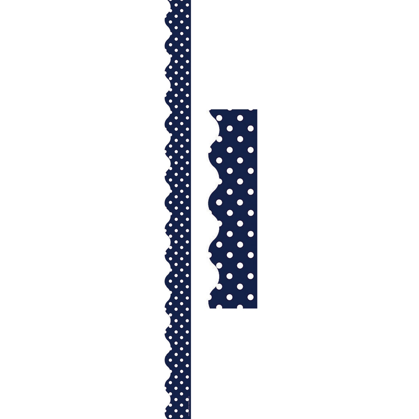 Navy Polka Dots Scalloped Border Trim, 35 Feet Per Pack, 6 Packs