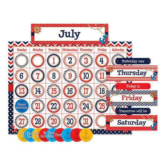 Nautical Calendar Bulletin Board Display Set, 2 Sets