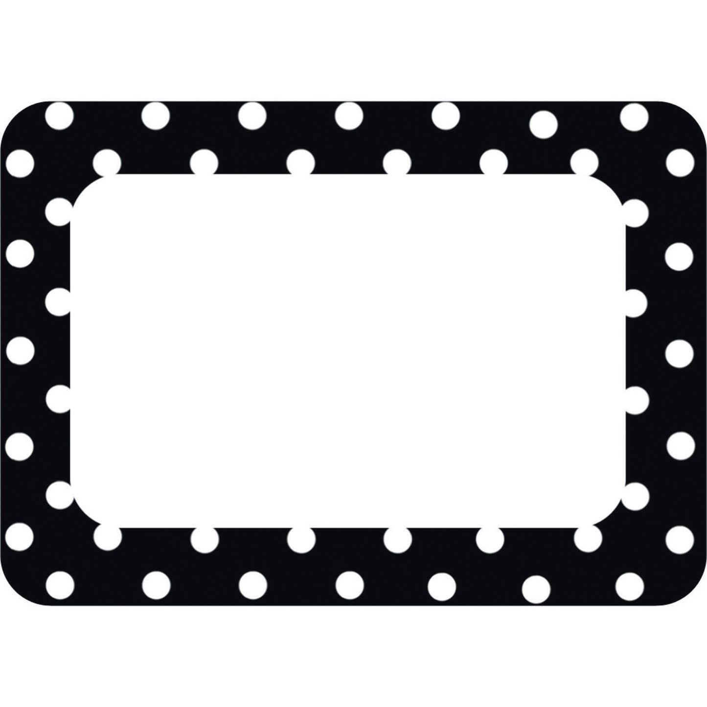 (6 PK) BLACK POLKA DOTS NAME TAGS