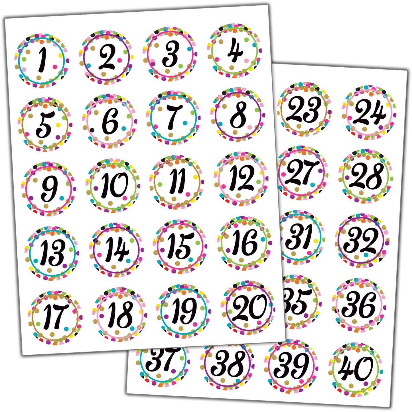 Confetti Numbers Stickers