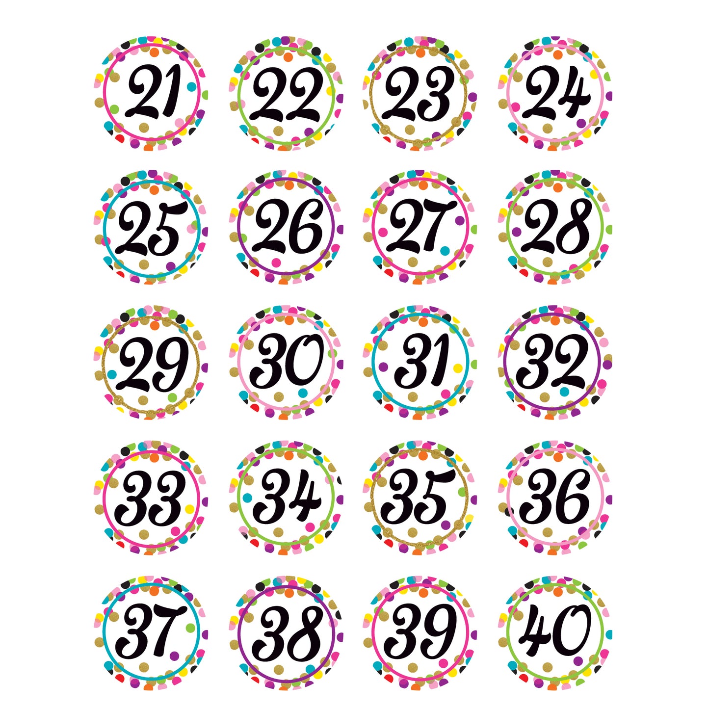 Confetti Numbers Stickers