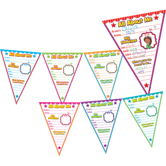 All About Me Pennants Bulletin Board Display Set