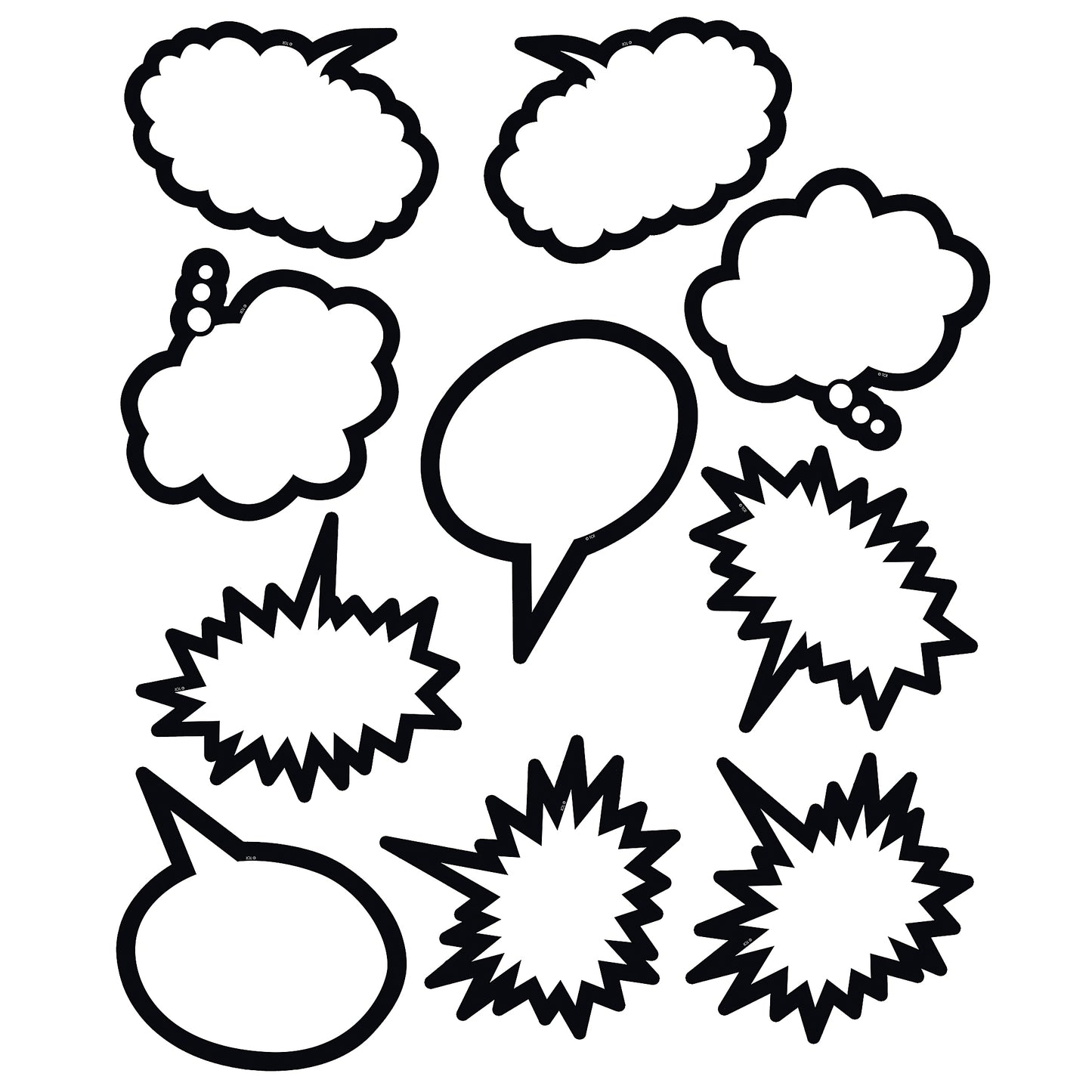 (6 PK) SUPERHERO BLACK & WHITE SPEECH THOUGHT BUBBLES ACCENTS