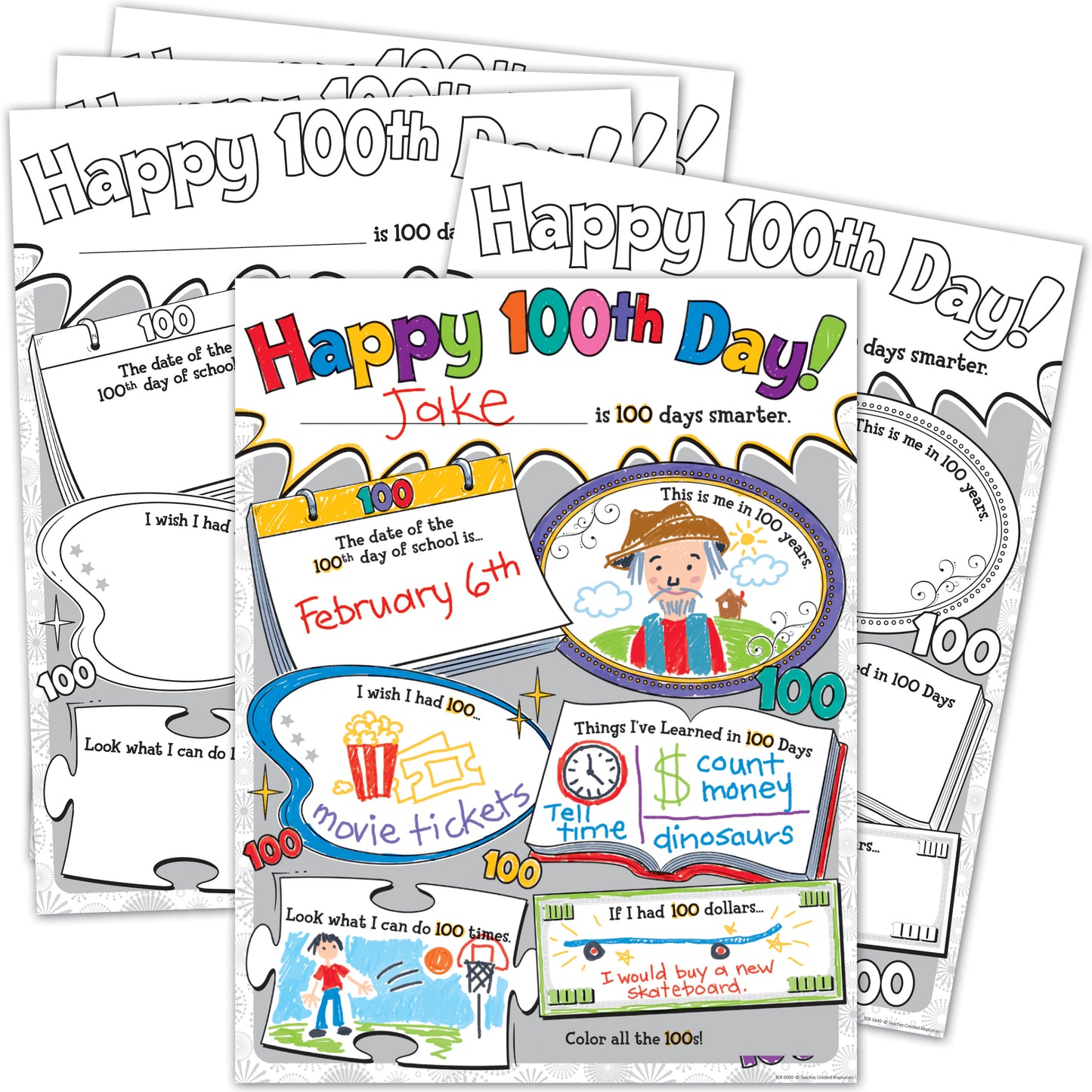 Happy 100th Day Poster Pack, Pack of 32