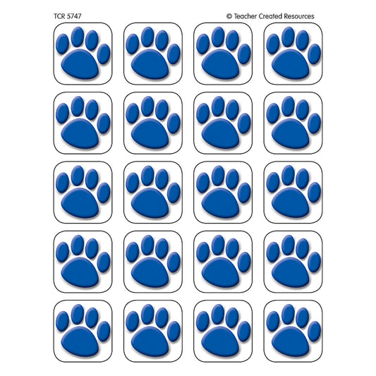 Blue Paw Prints Stickers, 1" Square