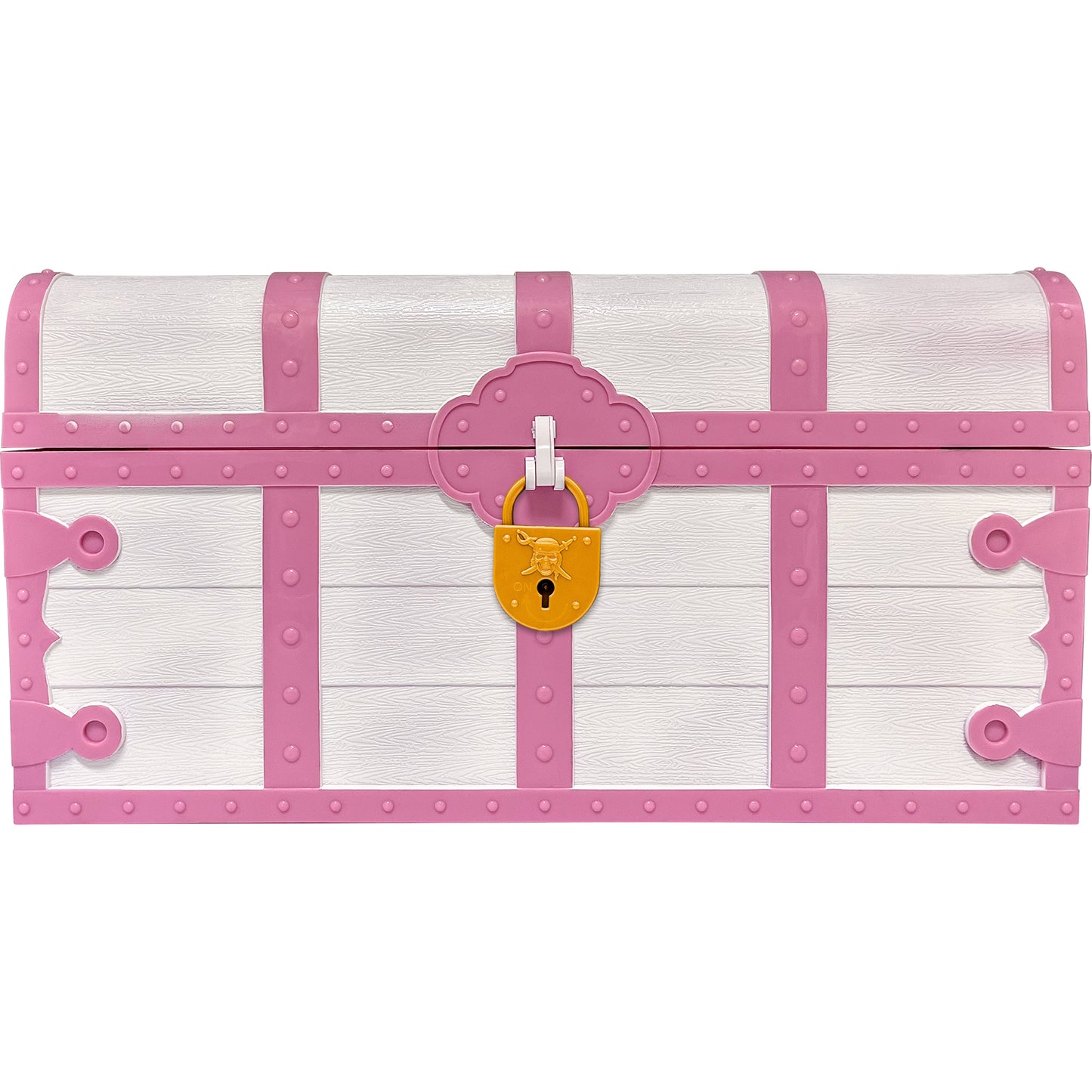 Treasure Chest with Lock & Key, Pink & White