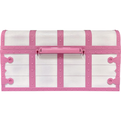 Treasure Chest with Lock & Key, Pink & White