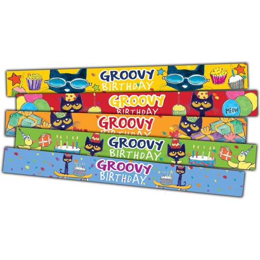 Pete the Cat® Groovy Birthday Slap Bracelets, Pack of 10