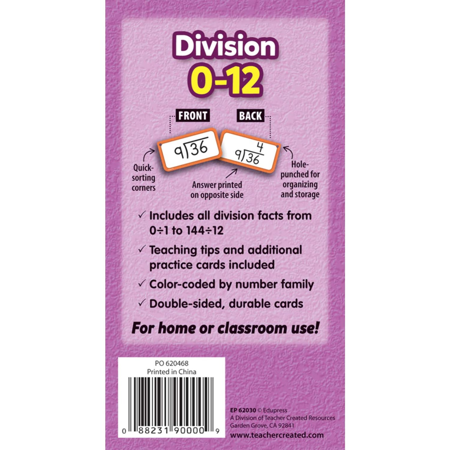 Division Flash Cards - All Facts 0-12