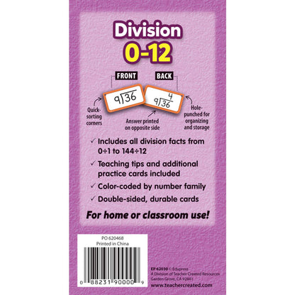 Division Flash Cards - All Facts 0-12