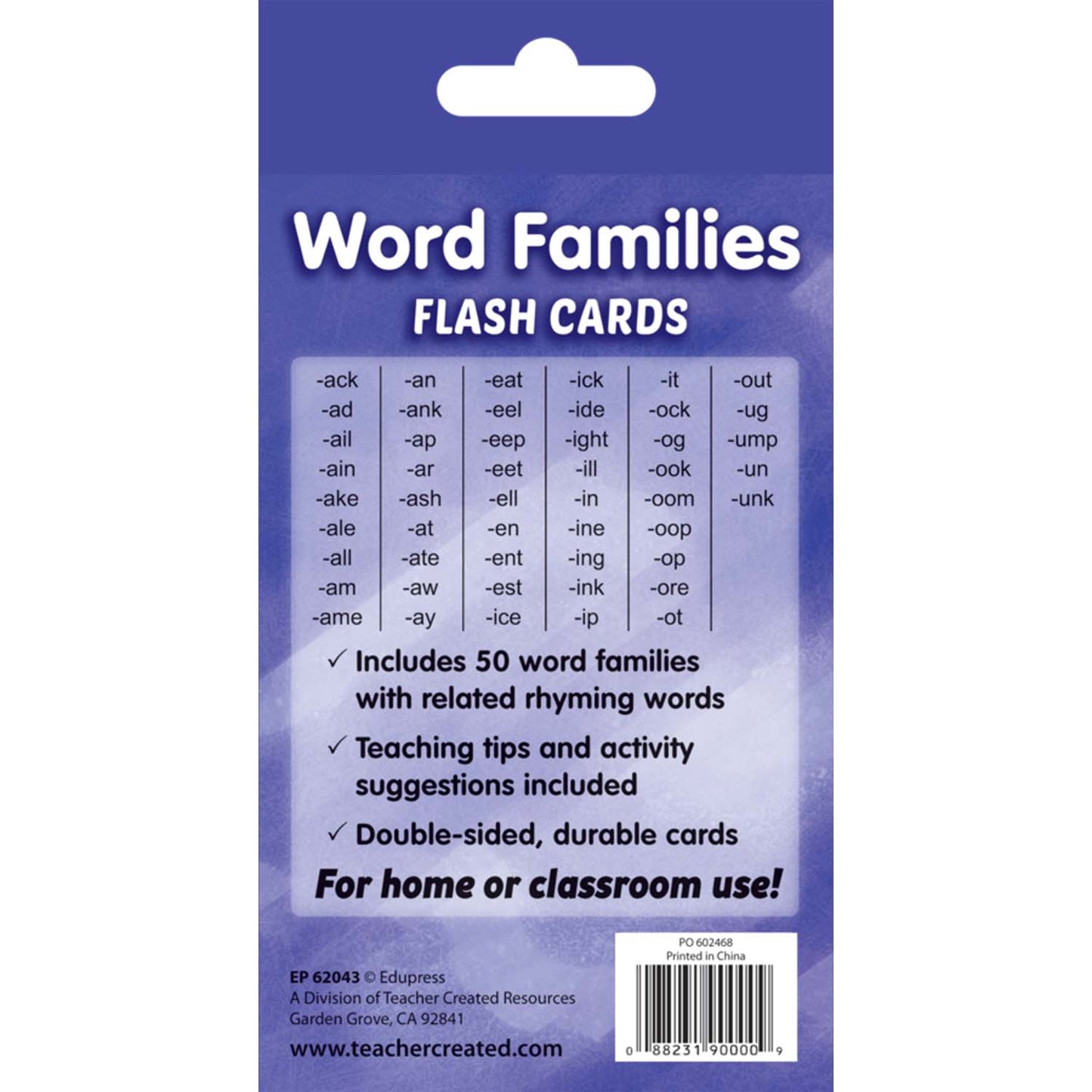 Word Families Flash Cards