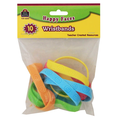 Happy Faces Wristbands, 10 Per Pack, 6 Packs