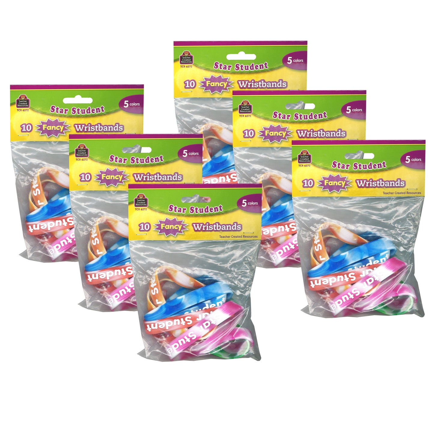 Fancy Star Student Wristband Pack, 10 Per Pack, 6 Packs