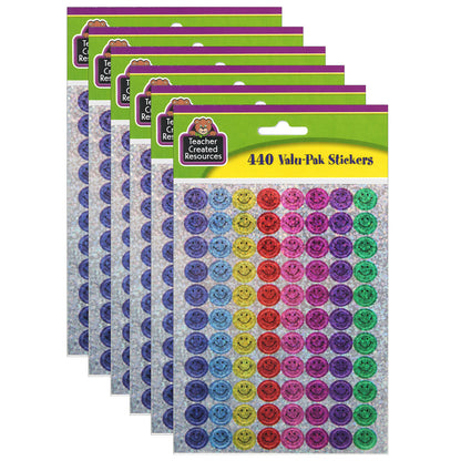 Happy Face Sparkle Mini Stickers Valu-Pak, 440 Per Pack, 6 Packs