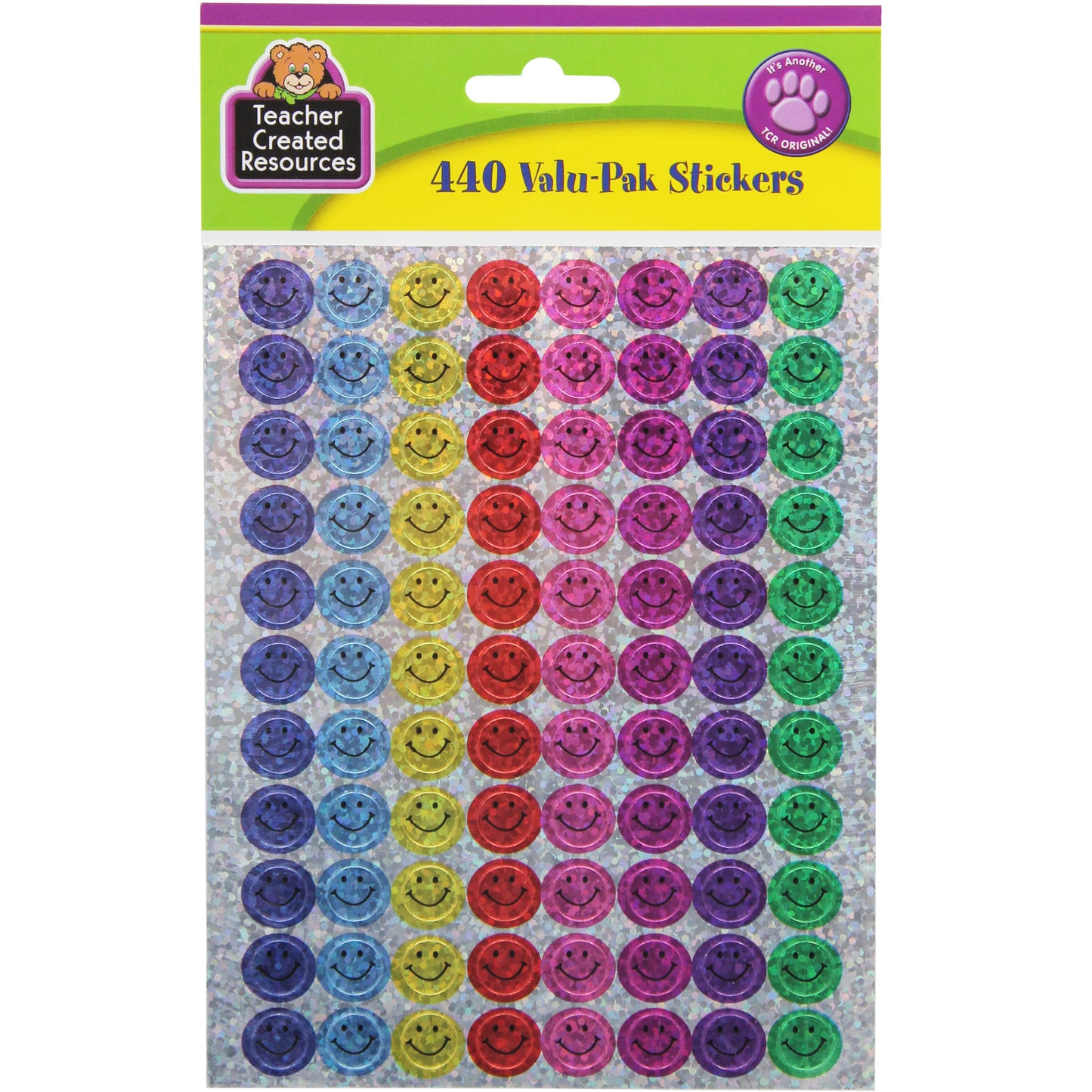 Happy Face Sparkle Mini Stickers Valu-Pak, 440 Per Pack, 6 Packs