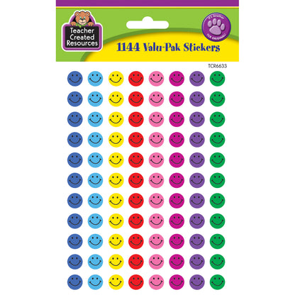 Mini Happy Face Valu-Pak Stickers 1144 Per Pack, 6 Packs