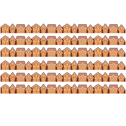 Gingerbread Houses Die-Cut Border Trim, 35 Feet Per Pack, 6 Packs