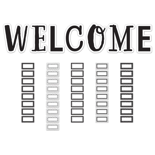 Black White Welcome Bulletin Board