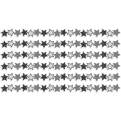 Black and White Stars Die-Cut Border Trim, 35 Feet Per Pack, 6 Packs