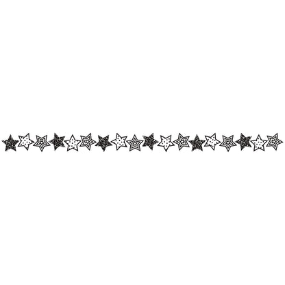 Black and White Stars Die-Cut Border Trim, 35 Feet Per Pack, 6 Packs