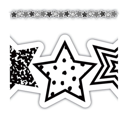 Black and White Stars Die-Cut Border Trim, 35 Feet