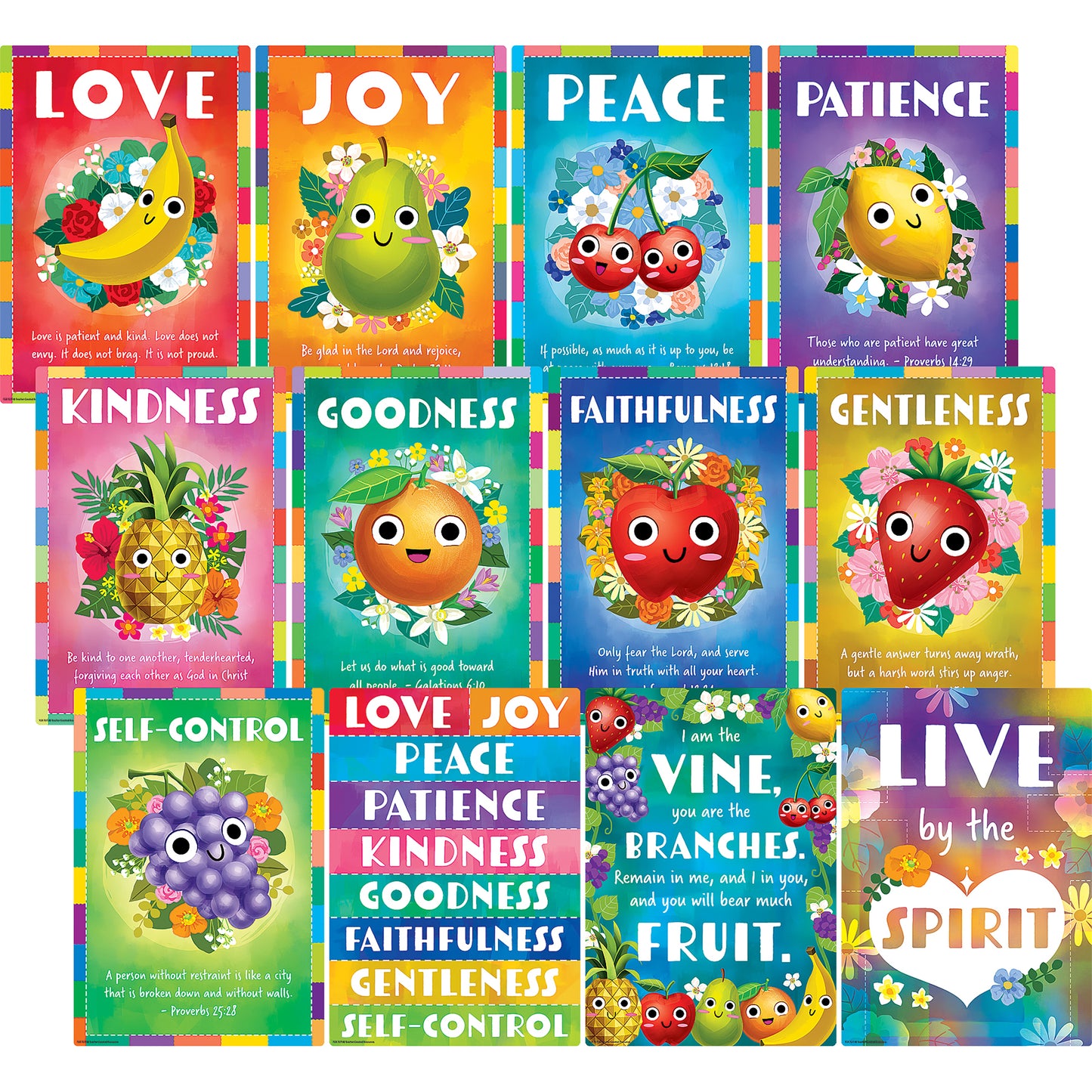 Fruit of the Spirit Small Poster Pack, 12 Posters