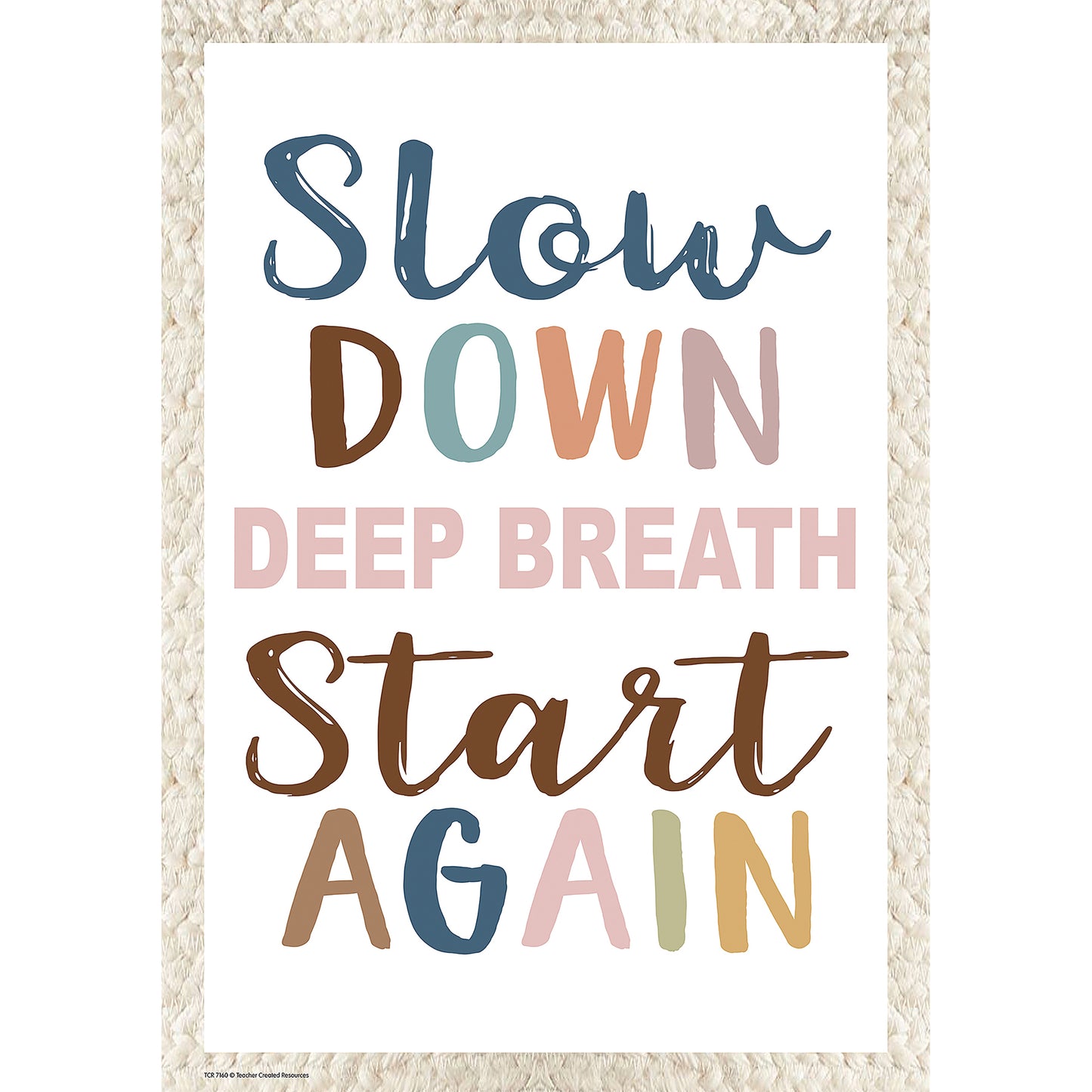 Slow Down, Deep Breath, Start Again Positive Poster