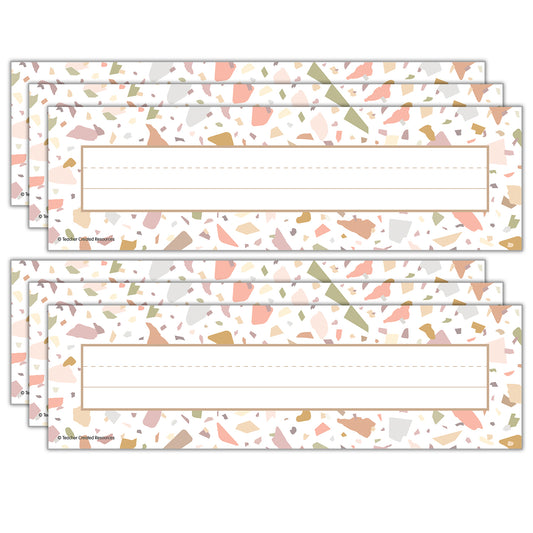 Terrazzo Tones Flat Name Plates, 36 Per Pack, 6 Packs