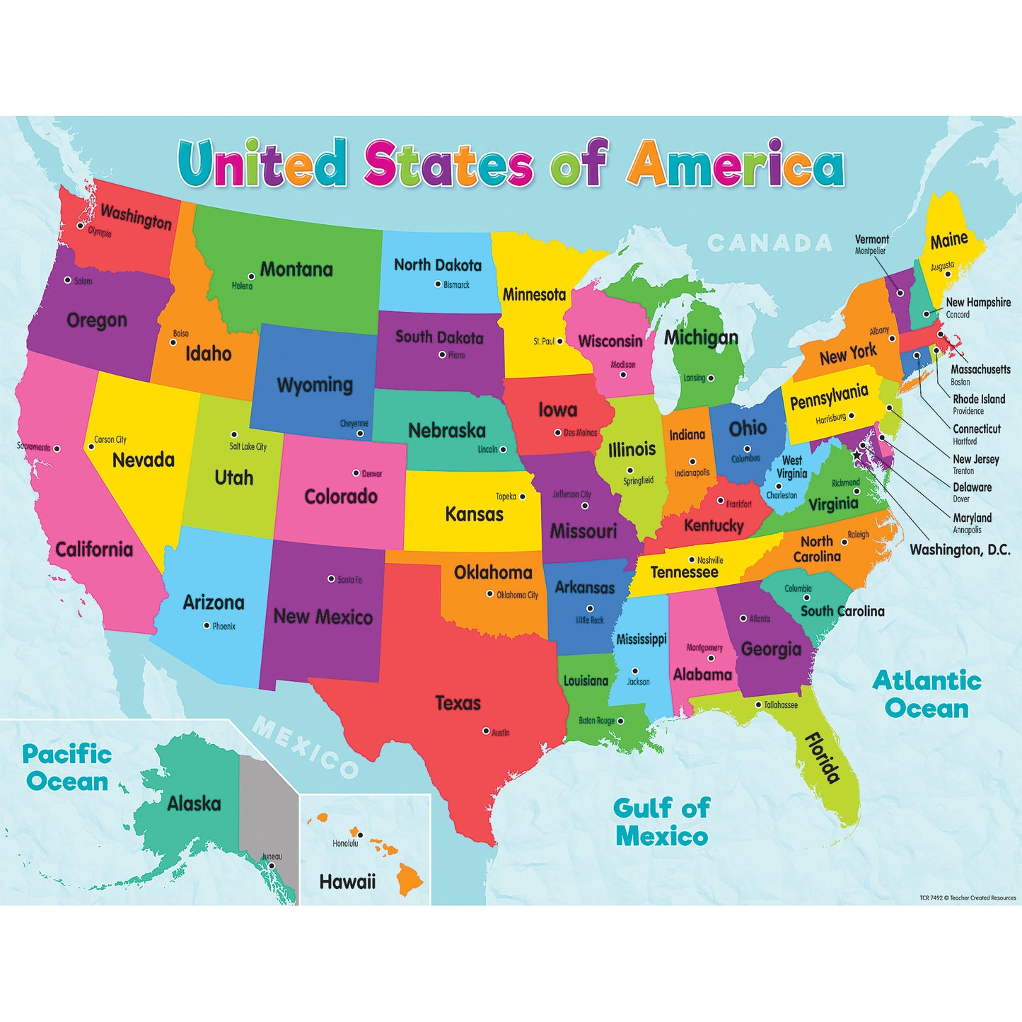 Colorful United States of America Map Chart