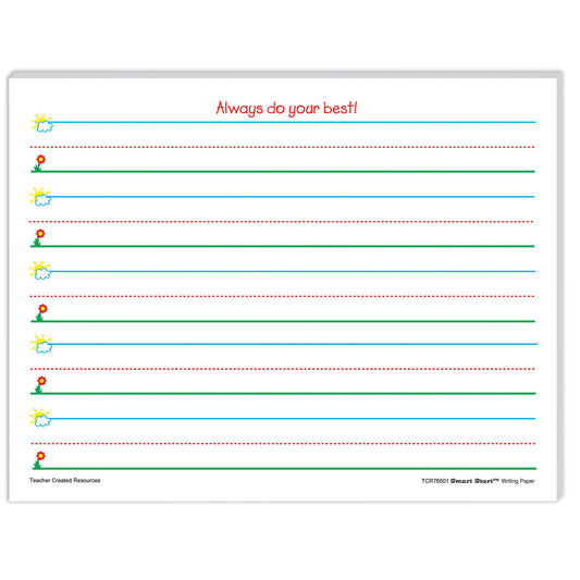 Smart Start K-1 Writing Paper: 100 Sheets Per Pack, 4 Packs